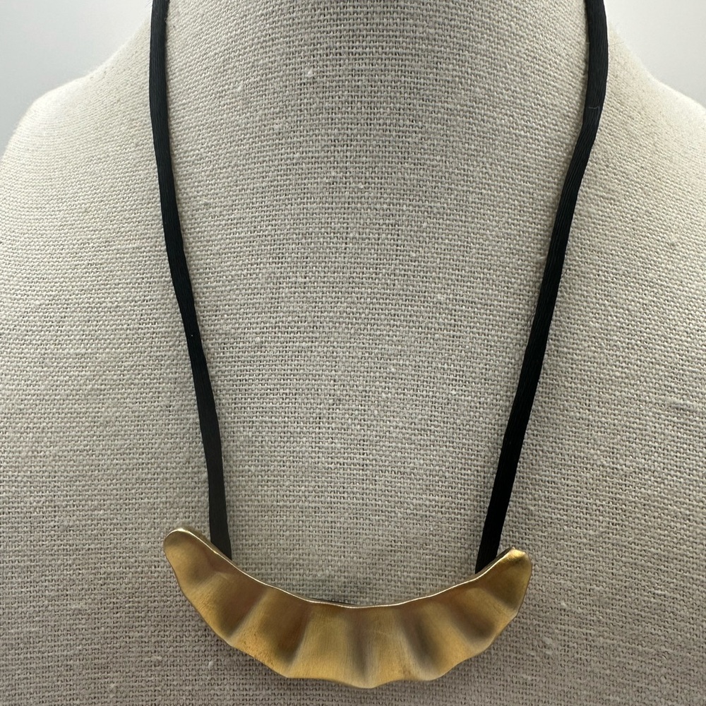 Vtg Kenneth Jay Lane Necklace Gold Sculptural Wav… - image 6